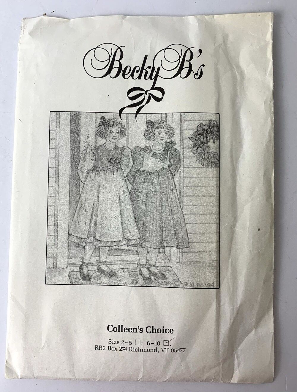 Becky B’s Colleen’s Choice Little Girls Dress Pattern Size 6-10 Vintage Uncut
